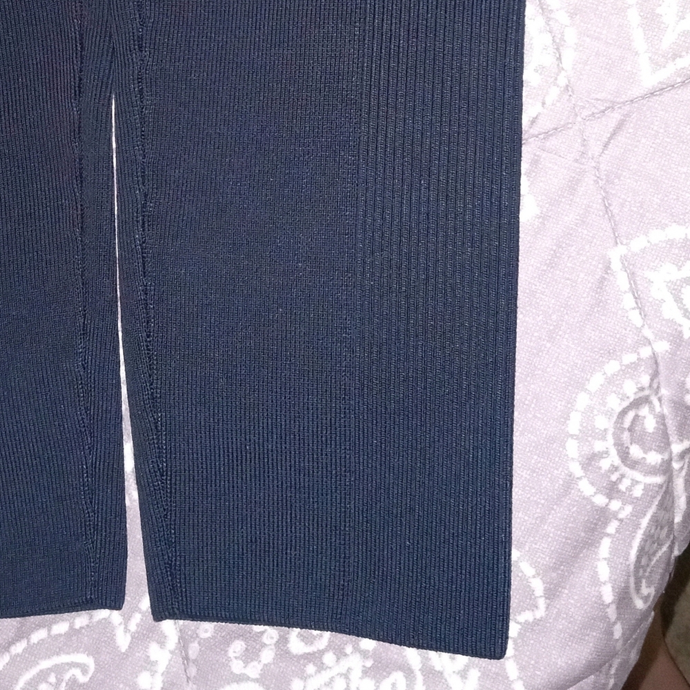 NEW size L Victoria Beckham Ribbed Leggings NAVY BLUE Color - Picture 13 of 16